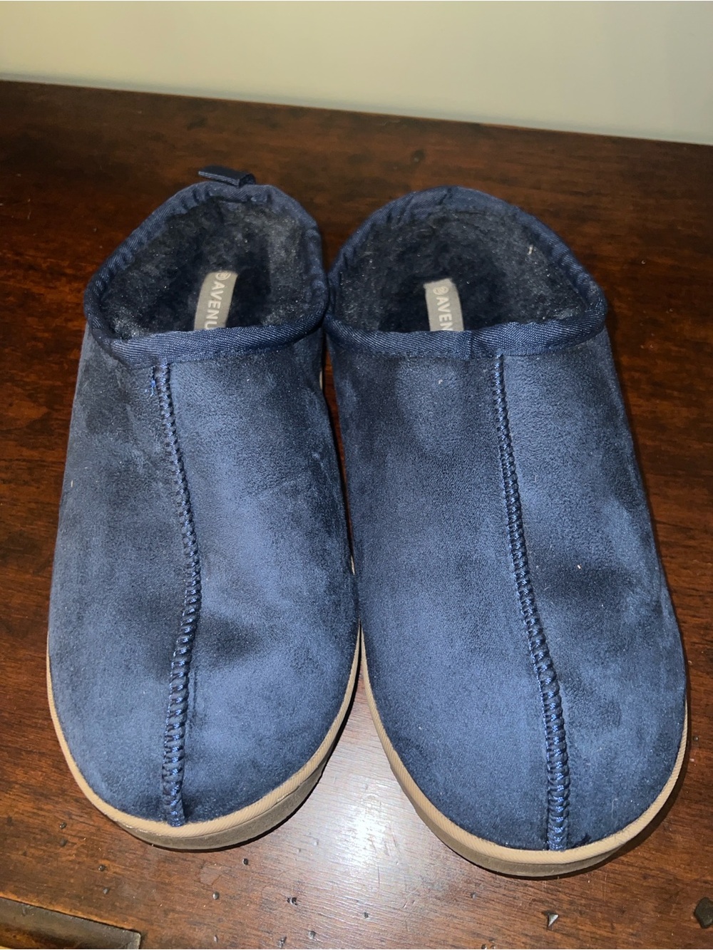 Avenue Men's Navy Slip-On Suede-Look Cozy Clog